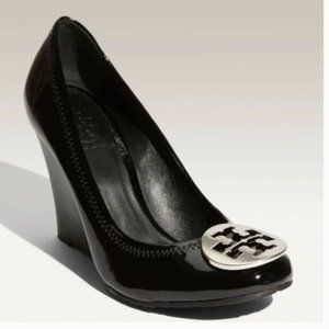 Tory Burch Sophie Wedge Patent Leather Pumps Black